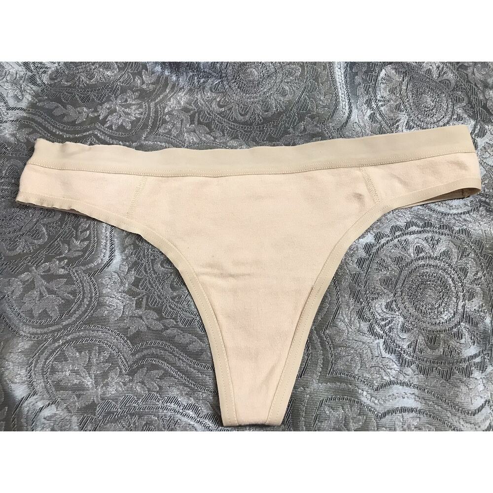 Aerie Cream Soft Cotton Thong Panties Size Small Smooth